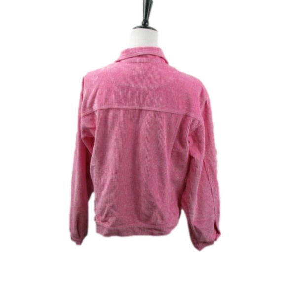 POL Pink Frayed Hemline Button Front Corduroy Jacket Size Medium - Picture 4 of 8